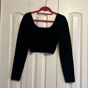 Sculpt Knit Squareneck Cropped Long sleeve top